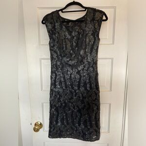 Black Matte Sequin Sue Wong Cocktail Dress